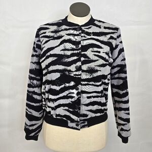 NWT Wantdo Secret Zebra Striped Bomber Jacket Sz M